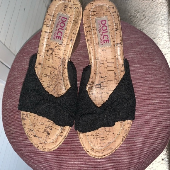 Dolce by Mojo Moxy “The Piper” Wedge Sandals Black and Cork 8.5 - Picture 8 of 8